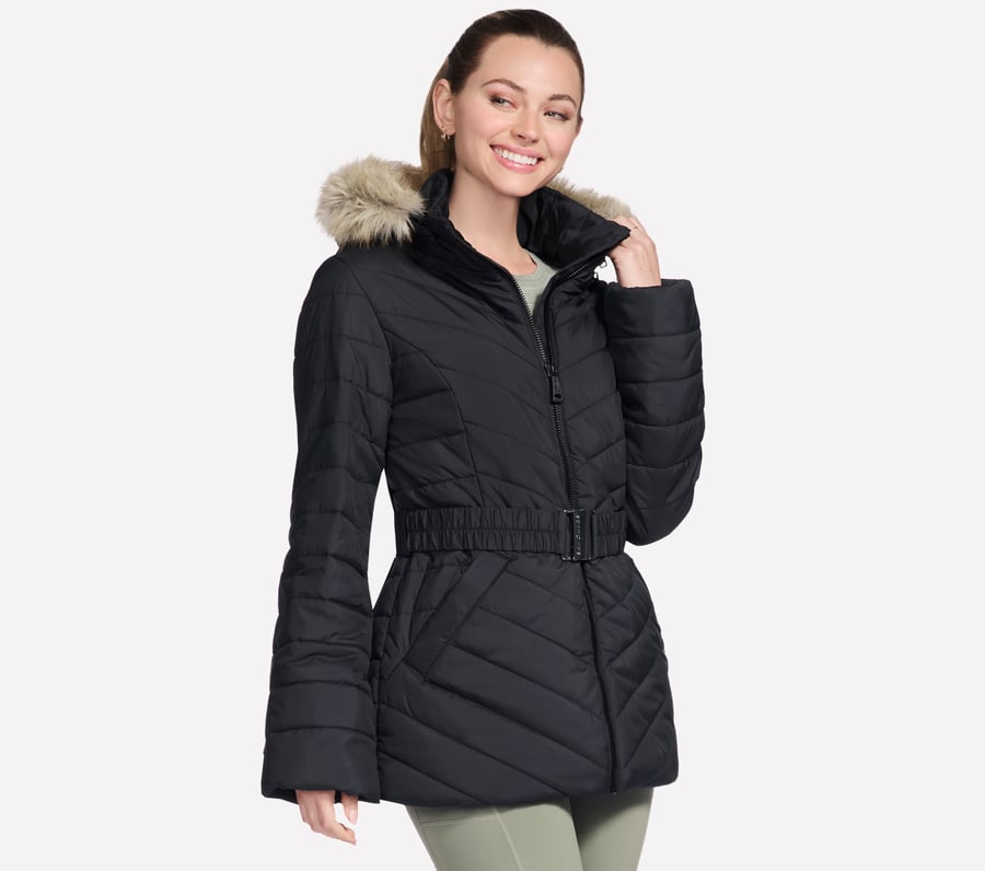 go shield parka med mysig passform och bälte för på språng